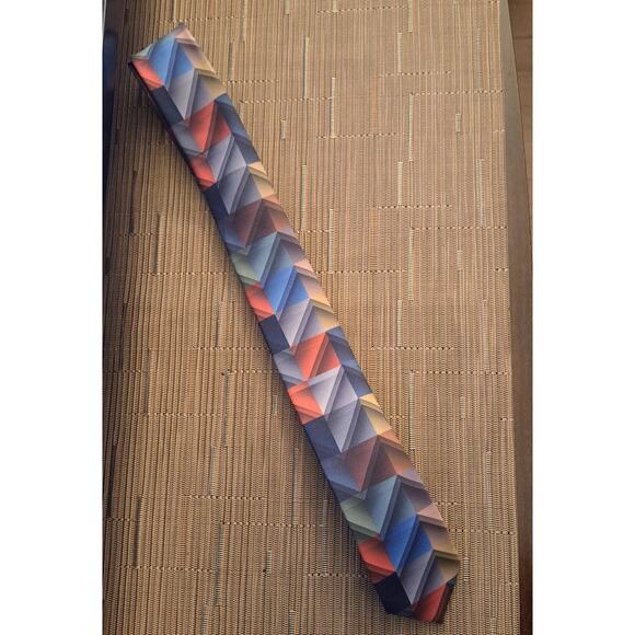 Mens Plaid Zig Zag Satin Neck Tie - Picture 6 of 6